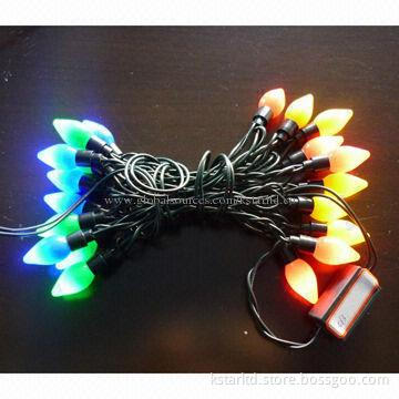 LED String Light with Decoration, Green Wire, 20-piece Multicolor LED and 15cm Bulb Spacing